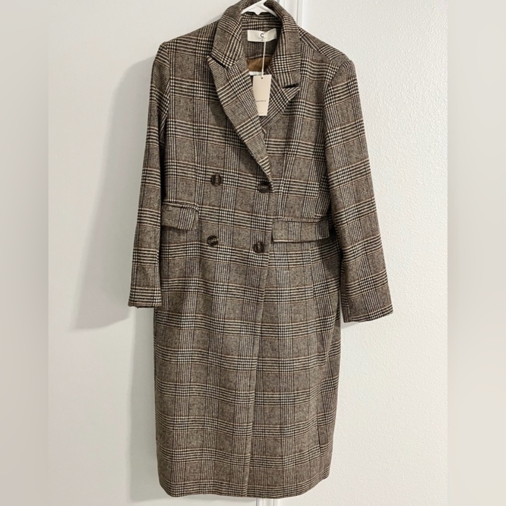 NWT Commense Oversized Tweed Plaid Coat Sz Medium